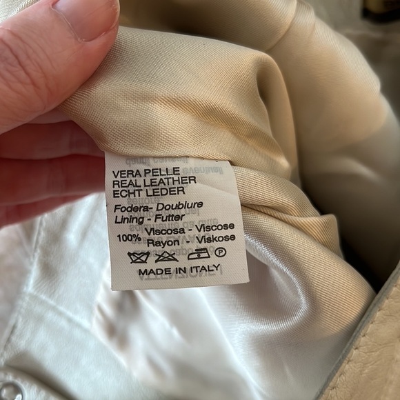 Blue Deep White Genuine Leather Pencil Skirt with Front Slit, NWT - Picture 9 of 16